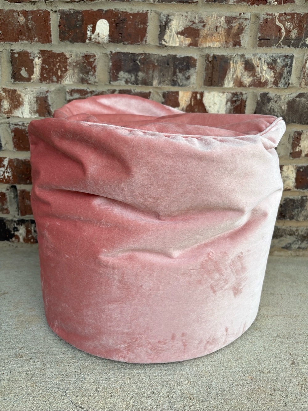 Blush Pink Velvet Pouf Ottoman - Unbranded